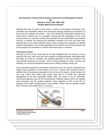 Bad Axe Restoration Products releases white paper on Particulate Control in Mold Remediation